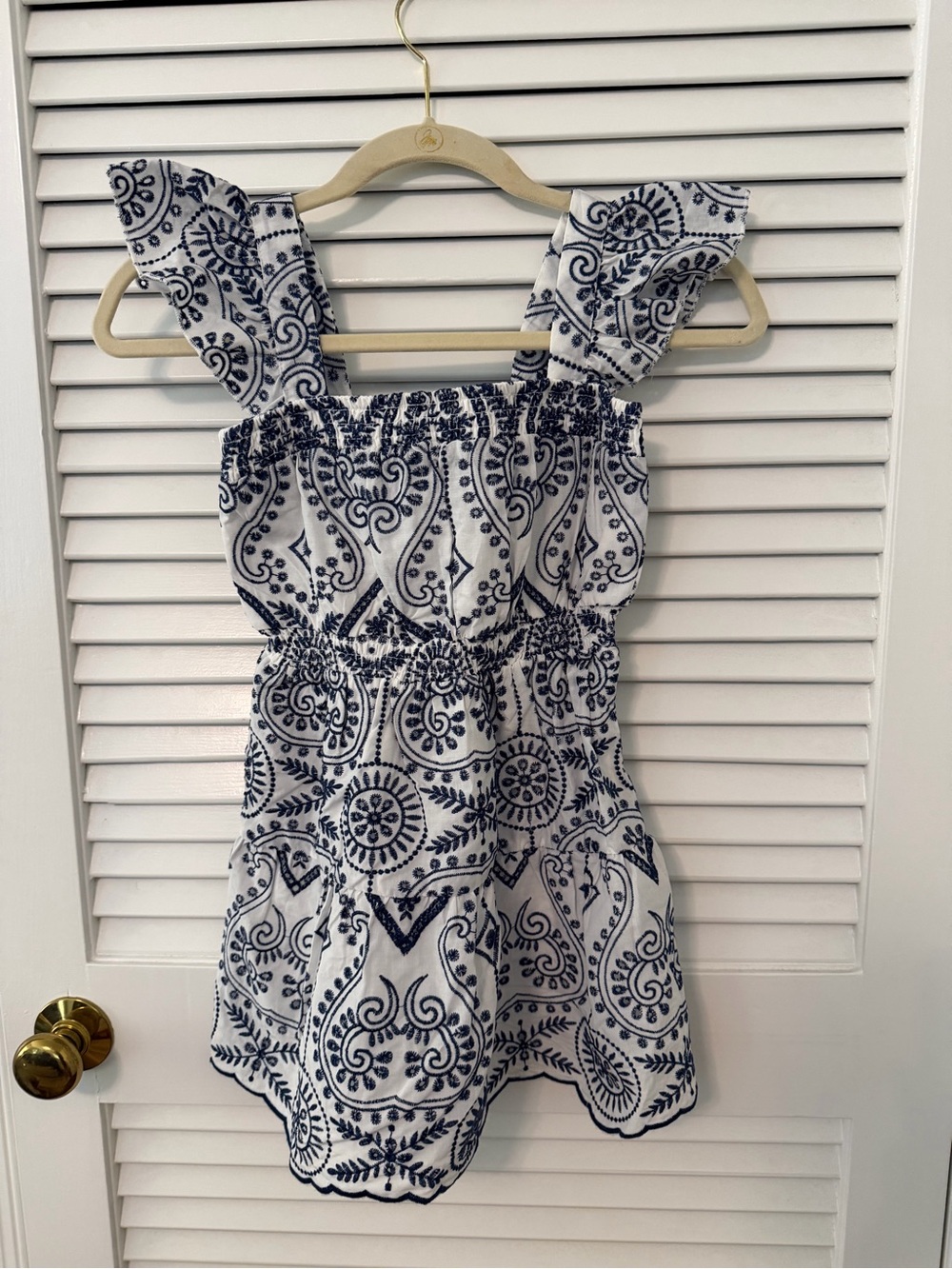Aqua Girls Navy & White Embroidered Sundress